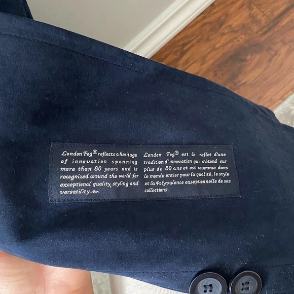 LONDON Fog Navy Blue Classic Double-Breasted Vintage Trench Coat Size 12P - Picture 8 of 17